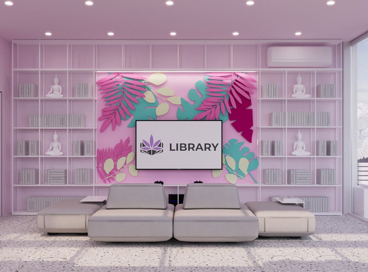 Library — зона отдыха с книжными полками