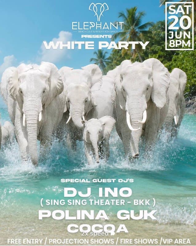 White Party with DJ Ino at Elephant Beach Club Koh Samui