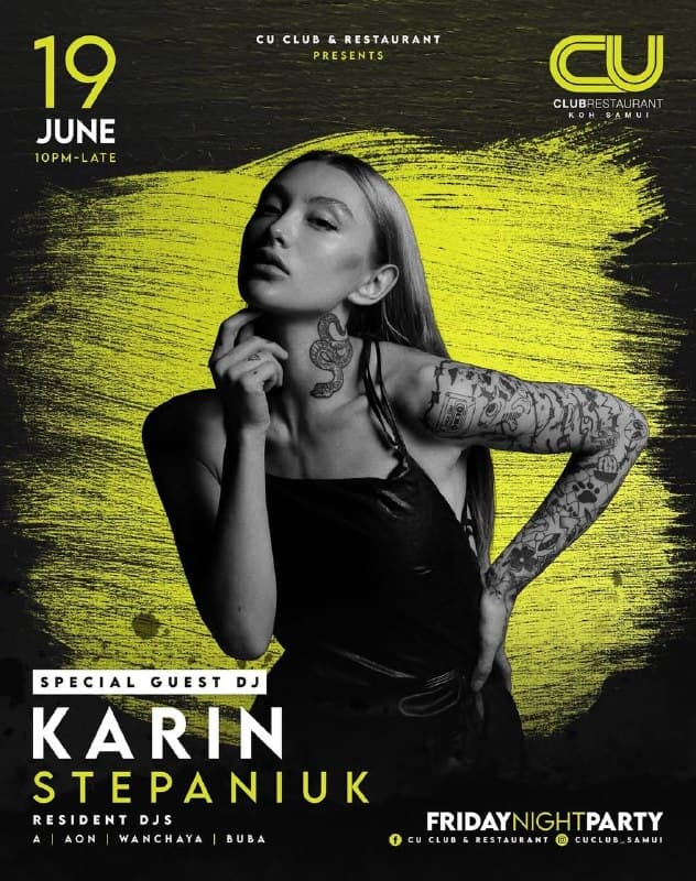 Friday Night Party with DJ Karin Stepaniuk at CU Club on Koh Samui