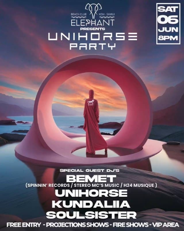 Fiesta Unihorse en Elephant Beach Club con música en vivo y shows de fuego
