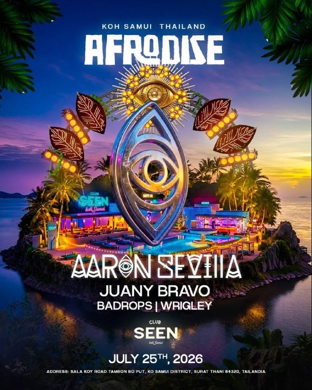 AFRODISE porta le vibrazioni Afro-House al Seen Beach Club di Koh Samui