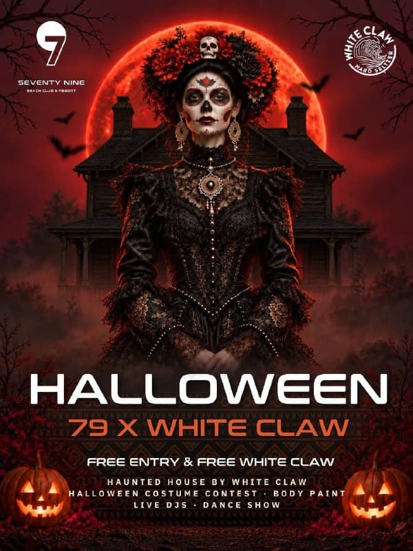 Fiesta de Halloween con White Claw en 79 Beach Club en Samui