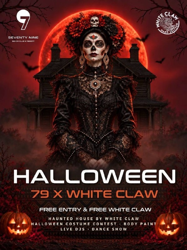 Fiesta de Halloween con White Claw en 79 Beach Club en Samui